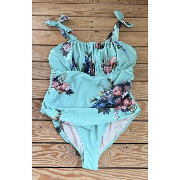 Albion Other - Albion Women’s Floral One Piece Swimsuit Size 2XL Mint Green P1